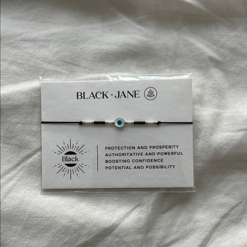 NWT Evil Eye Bracelet - Black Nylon Bracelet w Beads